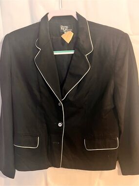 Liz Claiborne Black Petite Jacket with White Trim